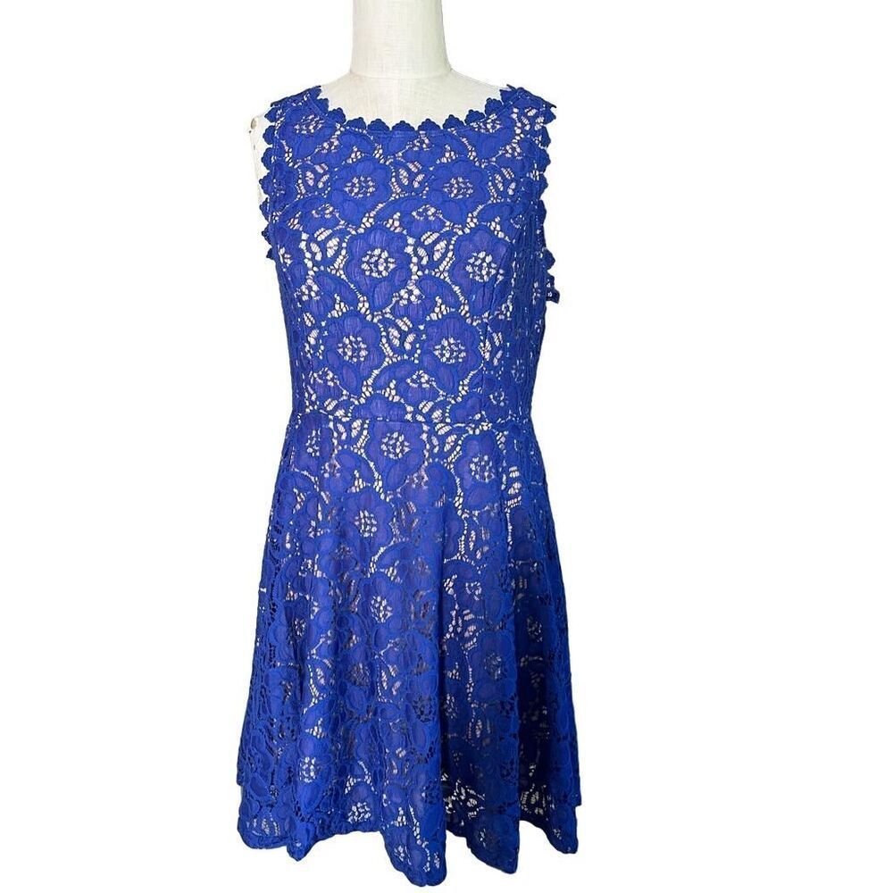 City Studio Beautiful Blue Lace Skater Style Dress - Size 13